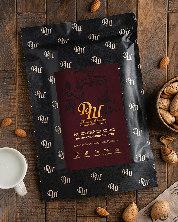 https://domchokolada.ruМолочный шоколад на миндальном молоке в слитке фото в упаковке